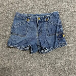 Street Blues Denim Shorts Womens Size 14/15 Blue Cargo Utility Cotton Mini Short